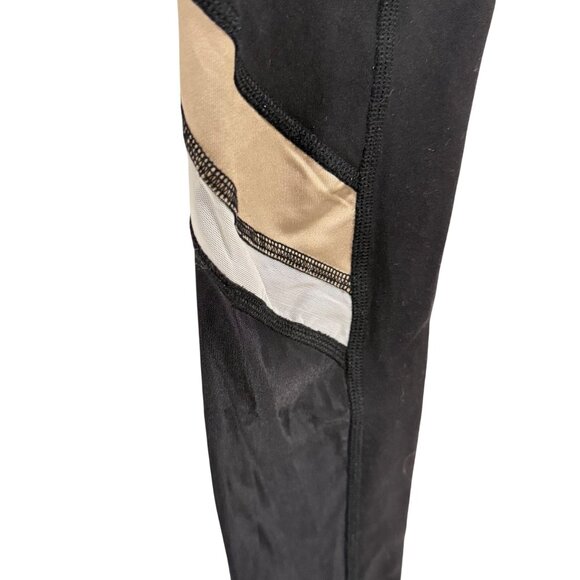 Alo Yoga Elevate Leggings Size M Black Tan Mesh Insert Hi Rise - Picture 2 of 9